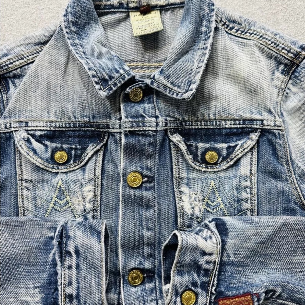 Y2K 7 Seven For All Mankind Jeans Denim A Pocket Jacket in Vintage Havana Wash